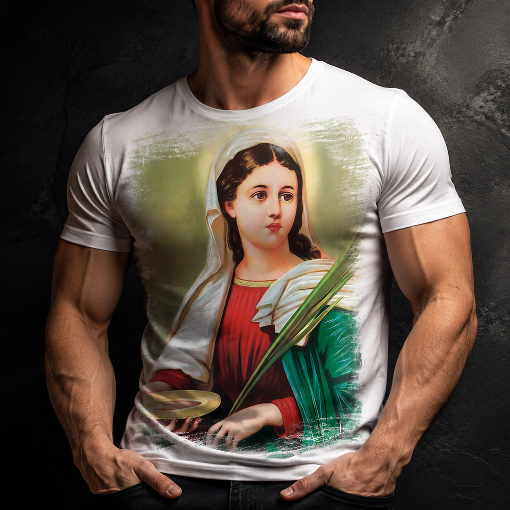 Camisa Camiseta Católico Santa Luzia Santo 1
