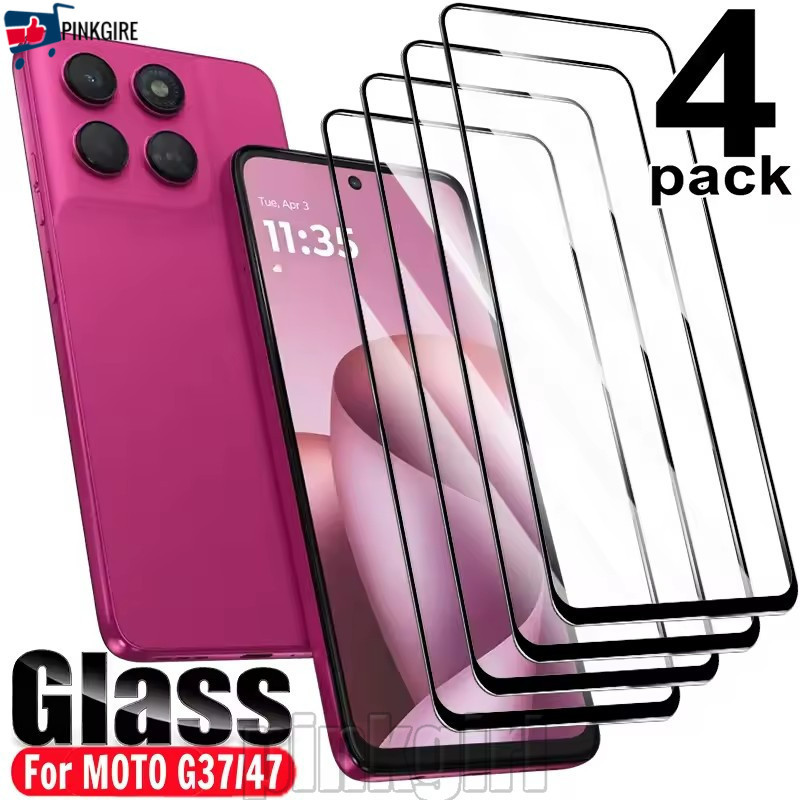[Rdy Stk] Filme 4-1Pcs Para Motorola Moto G47 G37-Anti-Riscos-peep-Película Protetora 9H-Protetor HD De Vidro Temperado