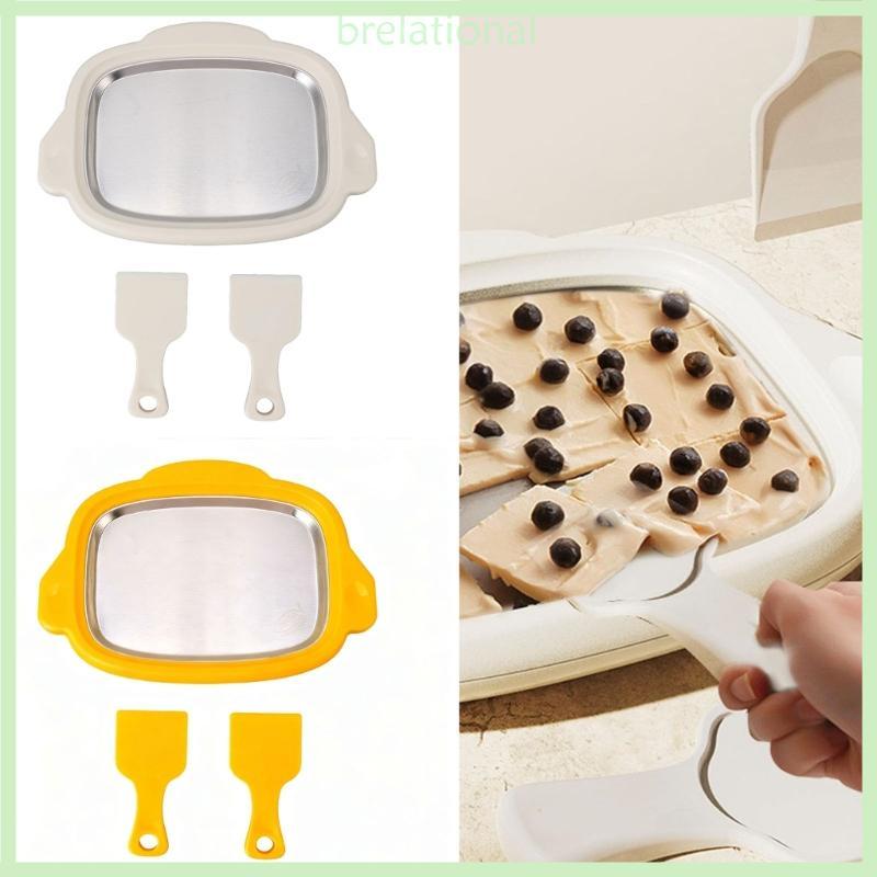 R Home Rolado Ice Cream Maker Kit Placa Congelamento 2 Raspadores Caseiros