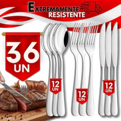 Jogo kit 36/30/24/18 Colheres Garfos E Facas Aço Inox Casa Cozinha Restaurante Buffet Talheres Qual