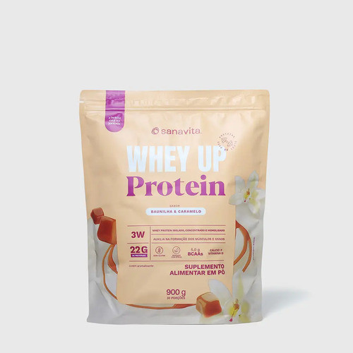 Sanavita Fitness Whey Protein Whey Up - Baunilha E Caramelo. 900g | 30 Doses Pó Baunilha E Caramelo