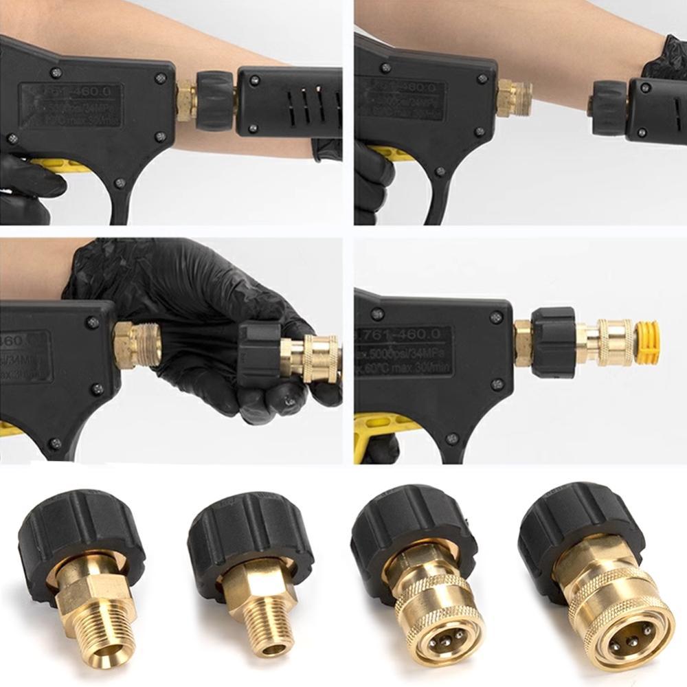 TKEY 1PC Adaptador De Spray Para Lavadora De Pressão De Carro M22 14 Macho 1/4 " 3/8 " M22 Conector Rápido Pistola De Pu