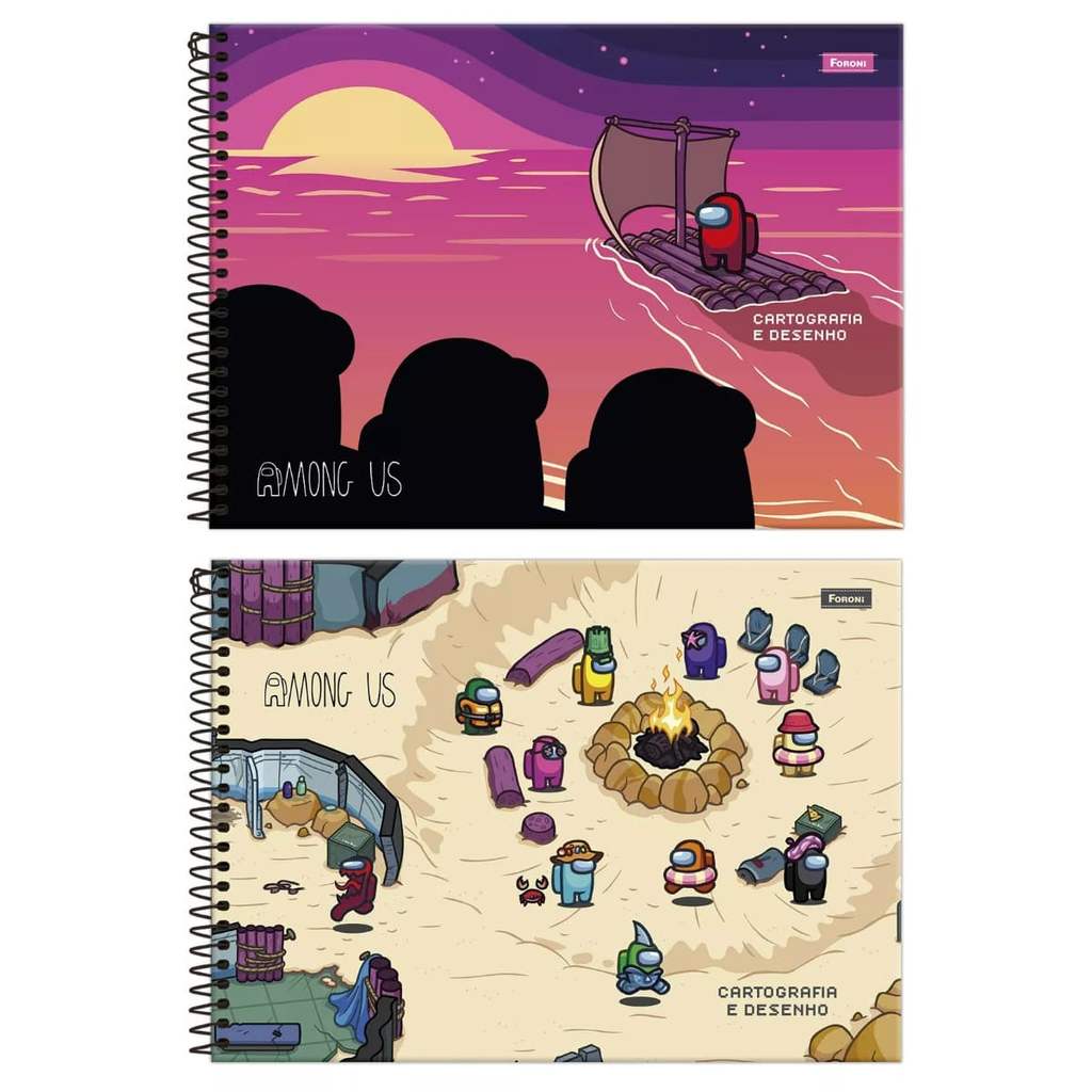 Caderno Cartografia Espiral 80 Folhas Capa Among Us-Sortidos