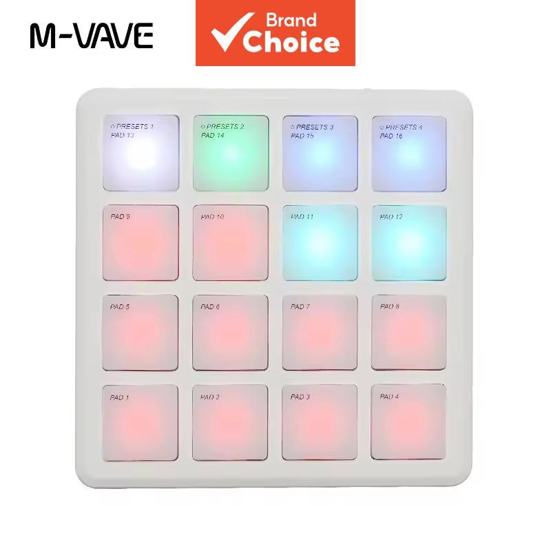 M-VAVE SK-16 SMC PAD: Pocket Pad portátil, controlador MIDI sem fio com 16 pads, adequado para teclado de percussão, com
