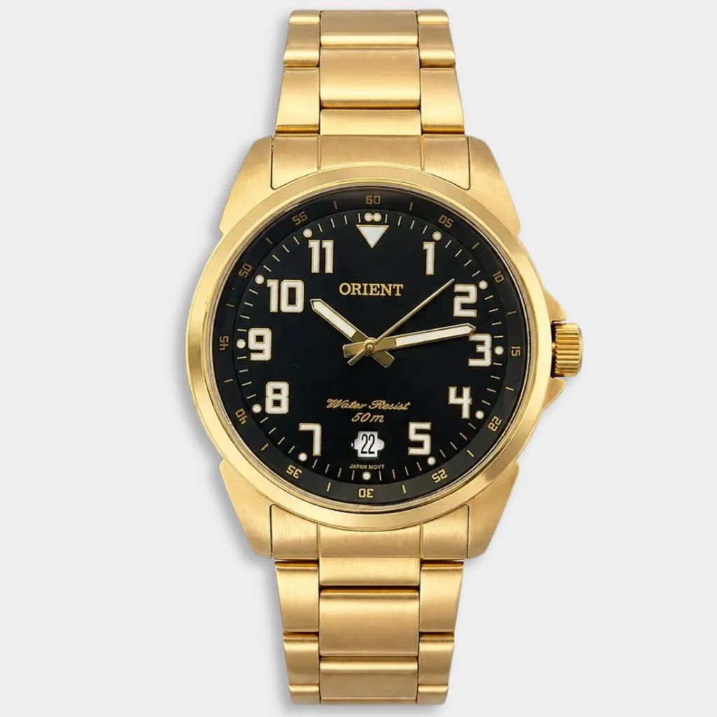 Relógio Orient Analógico Pulseira Elos Masculino - Dourado e Preto