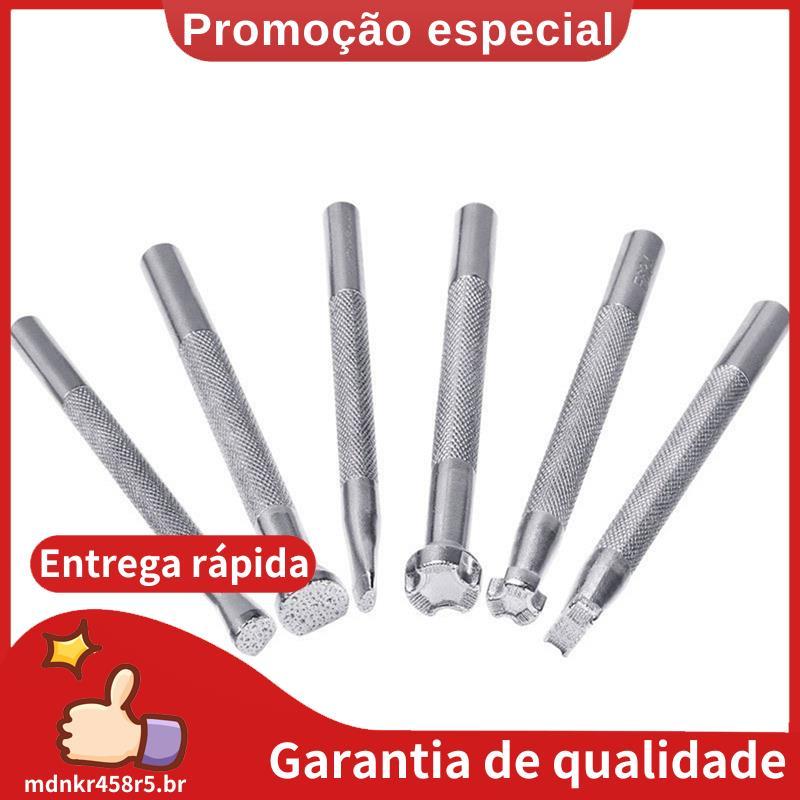 6 Peças De Kit De Ferramentas De Impressão De Carimbo De Couro Perfuração Gravura Sela Fazendo Artesanato DIY mdnkr458r5