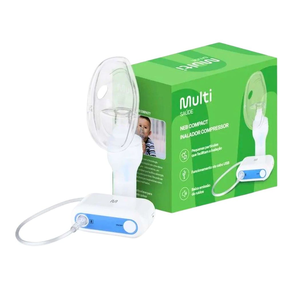 Nebulizador Inalador Compressor Portátil Nebcopact Silencioso USB Uso Doméstico E Respiratório Terapia Inalação