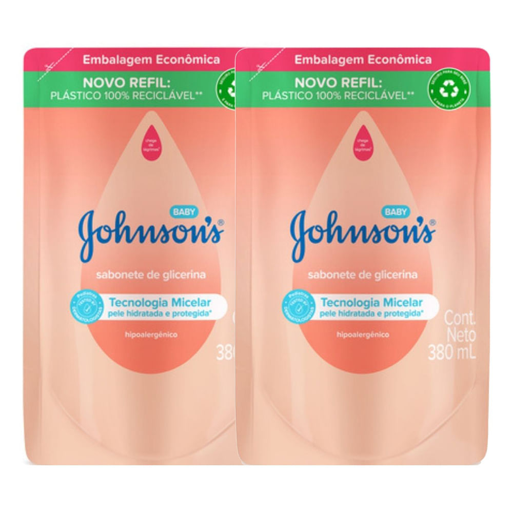 Kit 2 Sabonete Líquido de Glicerina Johnson's Baby Refil 380ml