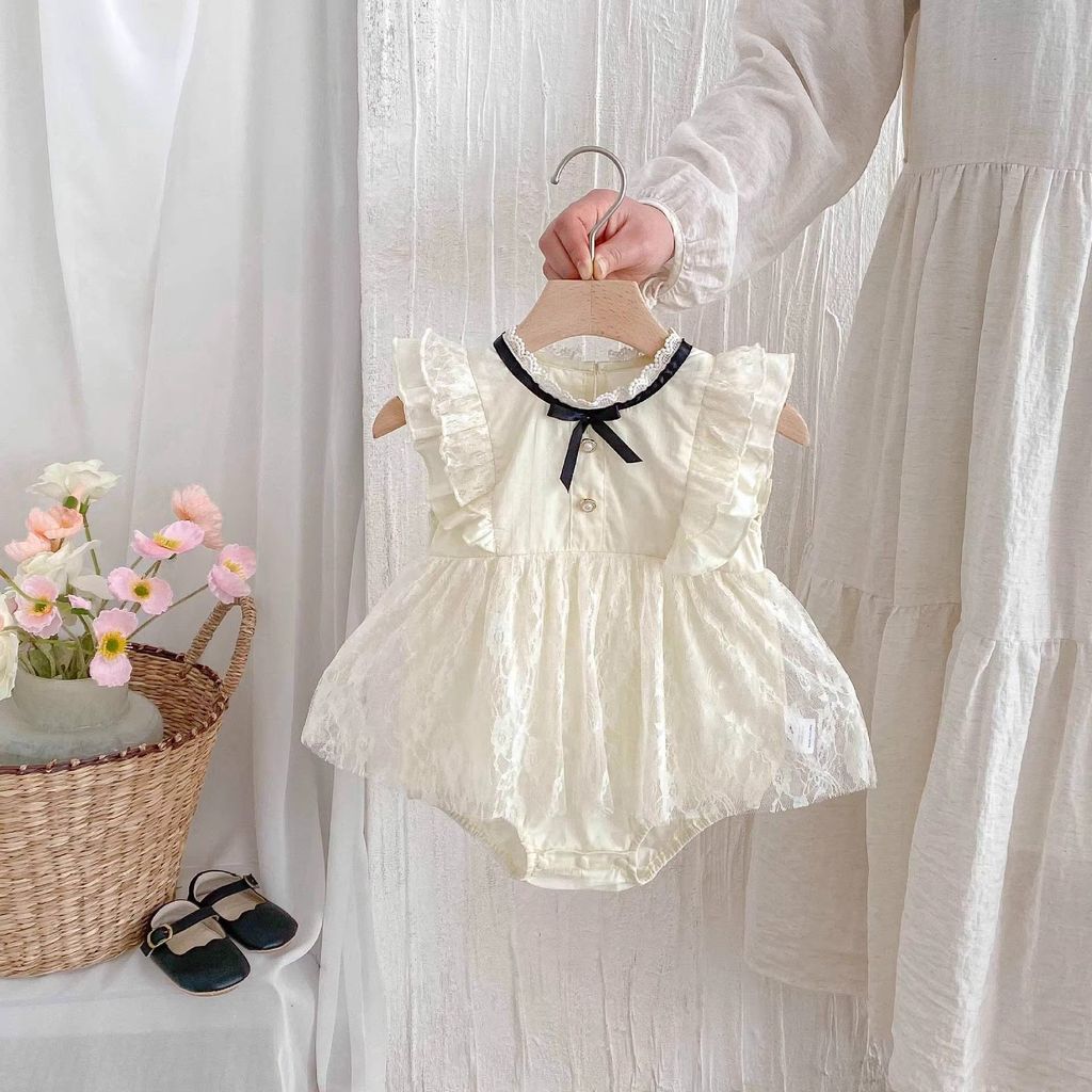 Roupas de bebê roupas de bebê verão fino roupas de verão bebê macacão renda princesa cem dias de idade vestido de um ano