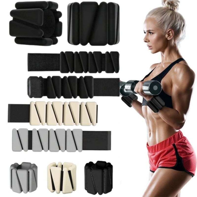 Yoga fitness esportes treinamento velcro silicone peso rolamento pulseiras par de 2 lb treinamento de peso