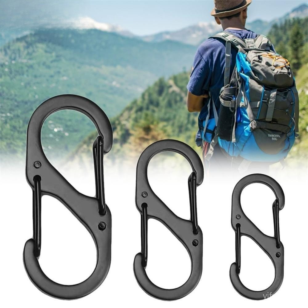 10PCS Fecho de Bloqueio de Aço Inoxidável Tipo S Mini Gancho de Chaveiro Ferramenta de Fecho de Mochila Antifurto