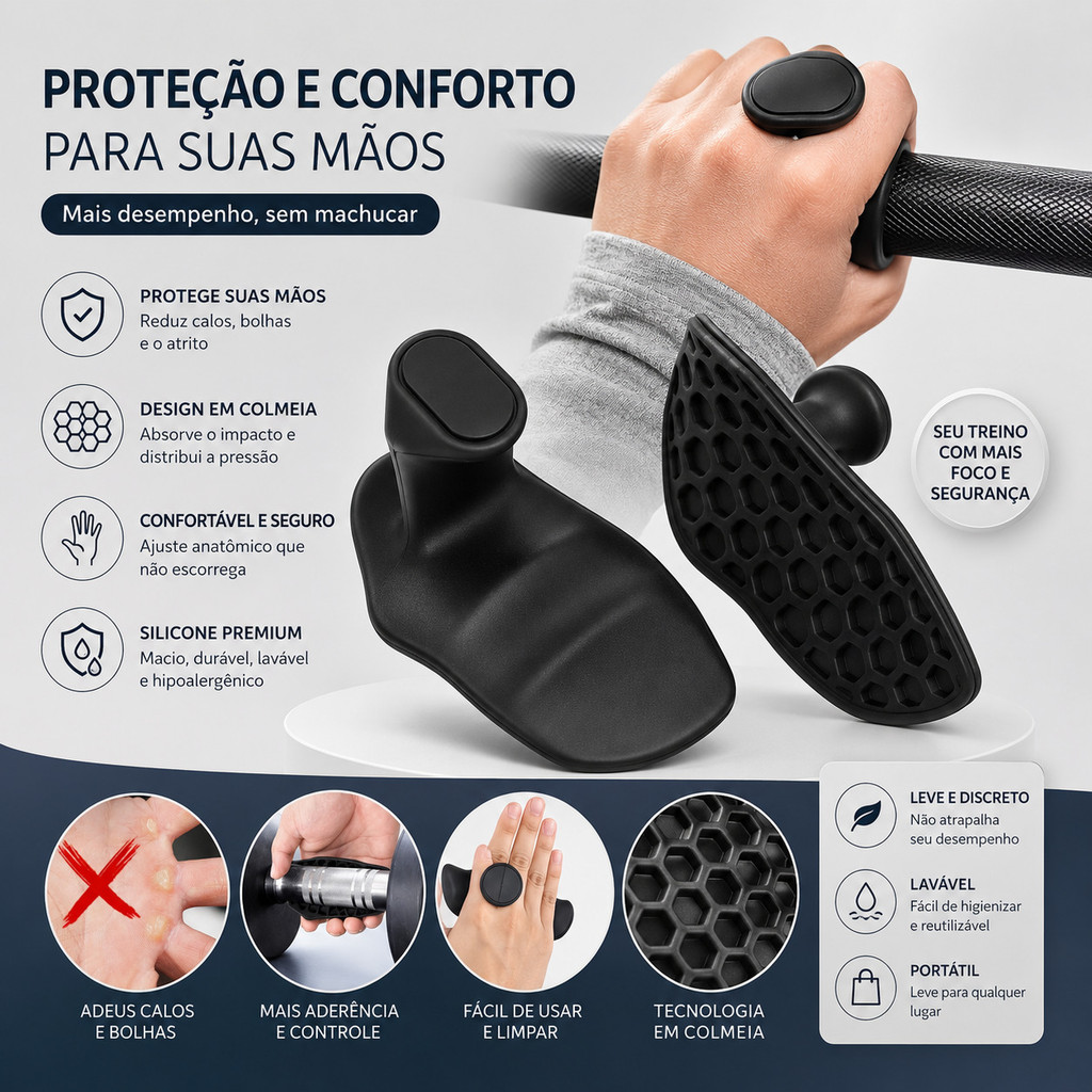 Luvas Grip Antiderrapantes para Academia–Protetor de Palma para Musculação,Cross Training e Halteres