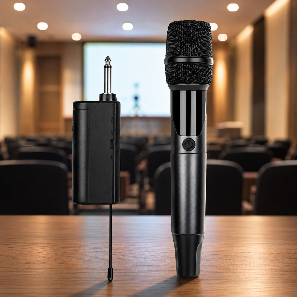 Microfone UHF Sem Fio Profissional para Som Caixa Amplificada Receptor P10 6,35mm ON-MC838
