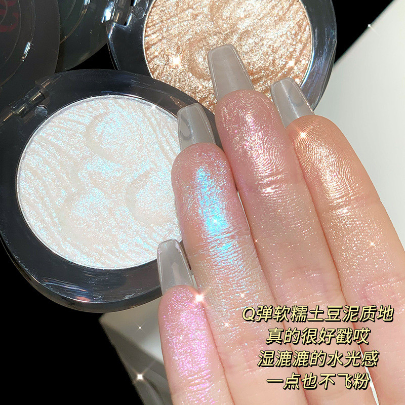 Paleta de Iluminadores Escuros xixi Yuechi, Sombra de Olhos Brilhante, Pó Não Volátil, Iluminador Facial, Sombra para Na