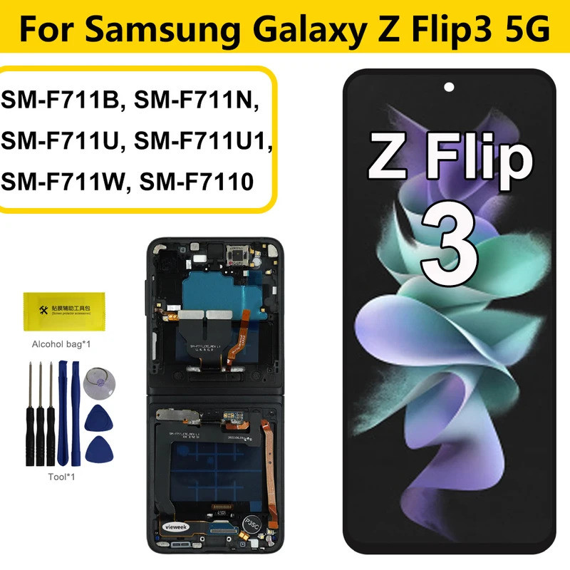Tela Para Samsung Z Flip 3 F711B F711N Display LCD De Toque Digitador Assembléia