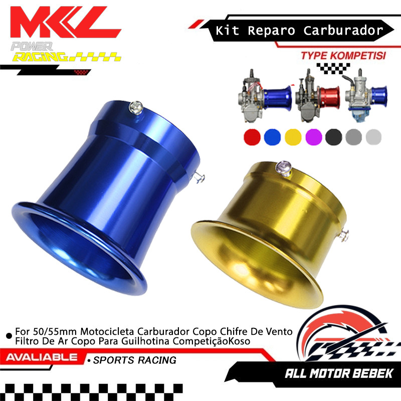 Corneta Carburador Funil 50/55mm Koso  Mikuni para Titan 150 CBX200 Strada Filtro de Ar Esportivo