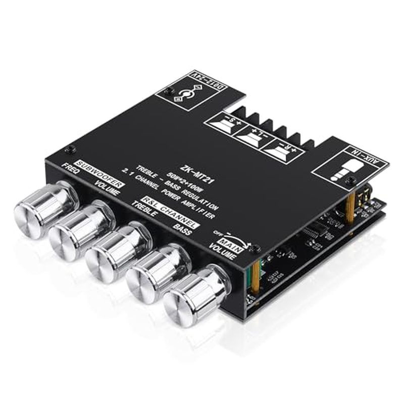 Placa Amplificadora De Áudio Bluetooth 5.0 , ZK-MT21 2.1 Canais 50W X 2 + 100W Mini Subwoofer Power Amp Módulo Amplifica
