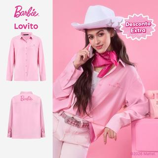 Barbie™ X Lovito Blusa Casual Primavera/verão Blusa Rosa para mulheres LB1AD021