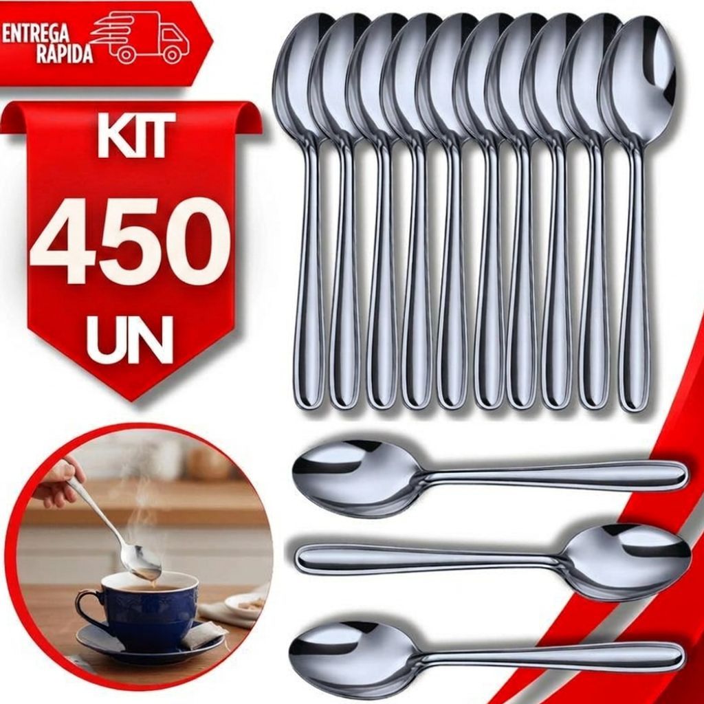 Kit Colheres Chá Inox 13,6cm Kit Aço Inox Talheres Chá Chocolate Quente Multiuso Qualidade