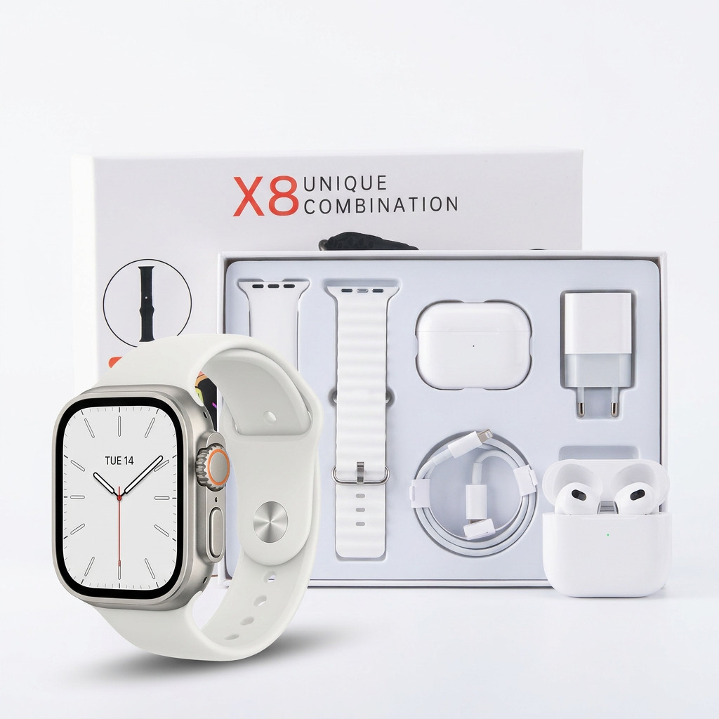 2026 Novo X8 2.2 Polegada Smartwatch Para IOS Android Completo 6 Em 1 I15 TWS Fone De Ouvido