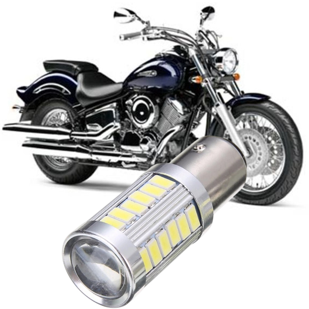 Lampada Ultra LED Luz de Freio e Lanterna Traseira P21/5W Moto Yamaha XVS 1100 Drag Star 1999 a 2005