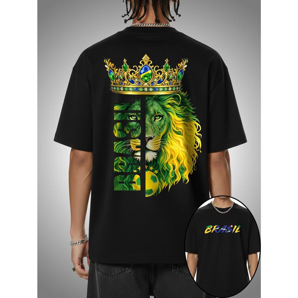 Camiseta Brasil Leão Copa Futebol Patriota Camisa 100% Algodão Premium