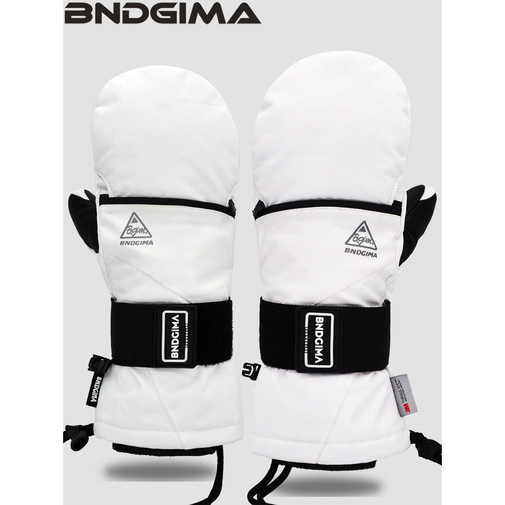 BNDGIMA luvas de esqui masculino feminino à prova dwaterproof água engrossado Kevlar duplo folheado abafado cinco dedos