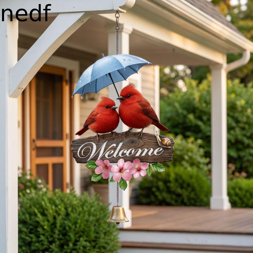 Decoração De Varanda NEDFS , Carrilhão De Vento De Boas-Vindas Com Flor Acrílica , Porta De Pássaro Personalizada Plana