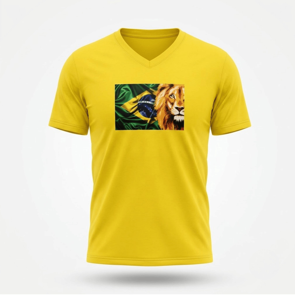 Camiseta Brasil Leão Força, Coragem e Orgulho Nacional