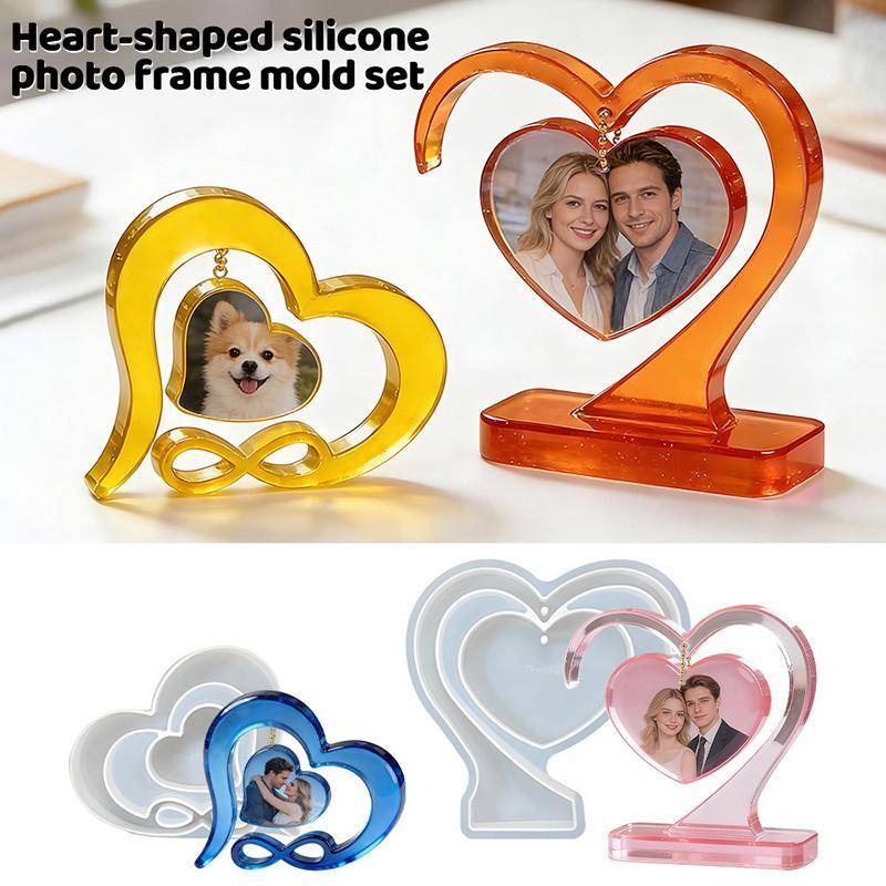 (Cassiopeiahg) Molde De Silicone Para Moldura De Foto Em Formato De Coração Resina Epóxi , Base De Pêndulo DIY , Artesan