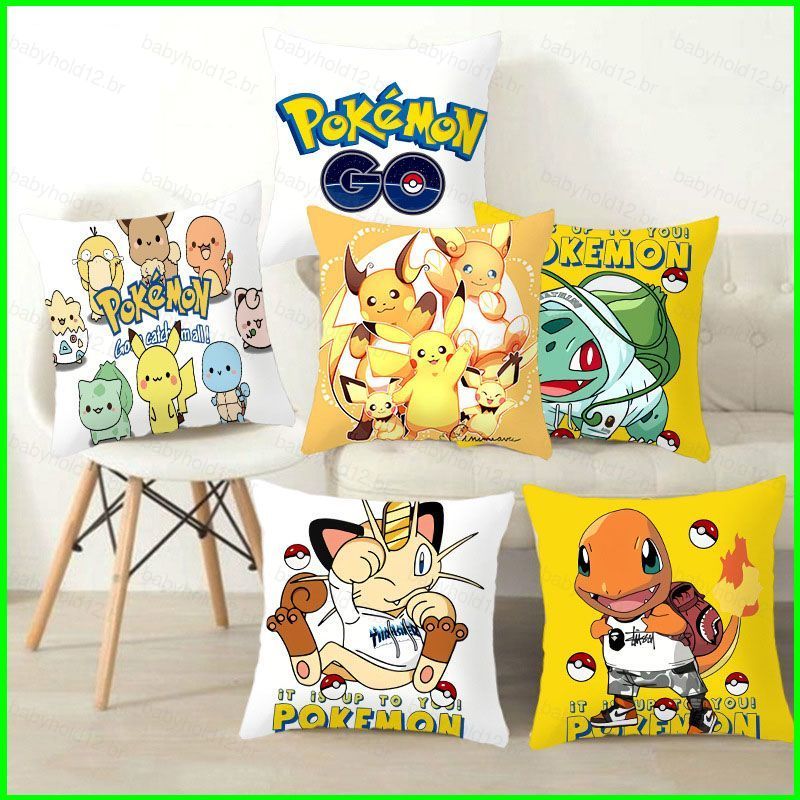 BB12 45X45cm Pokemon Fronha Sofá Capa De Almofada Casa Moda Pele Pêssego Anime Pikachu Confortável BB12