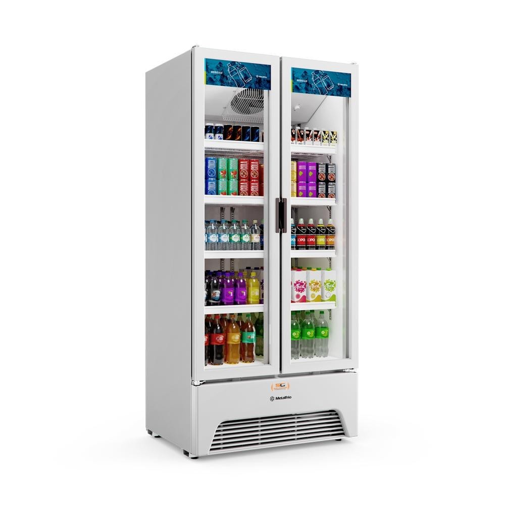 Refrigerador Expositor Vertical Bebidas Duas Portas Vidro 691/752L VB70AL Branca 220V - Metalfrio A2 Q1