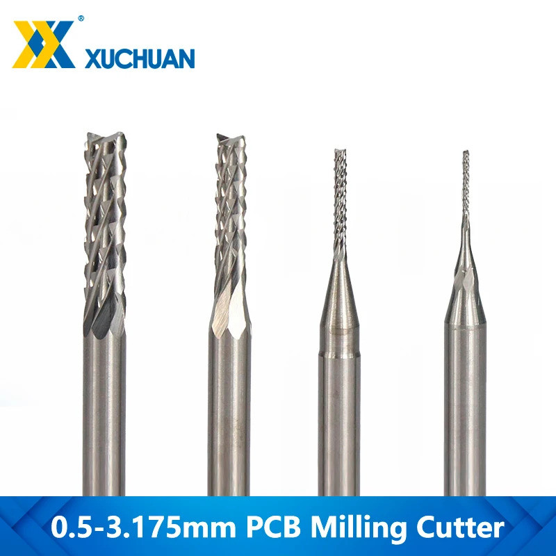 (Quente) 0.5-3.175mm PCB Fresa 3.175mm Haste CNC Router Bit De Topo De Carboneto Para Máquina De Gravação PFMJ