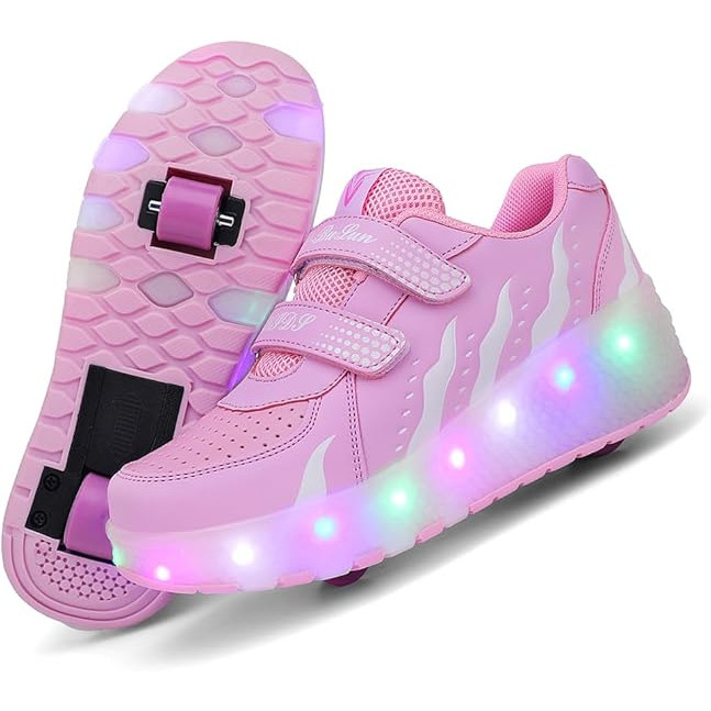 Sapatos De Patins Com LED Para Crianças , Meninos E Meninas , Tênis Iluminados Rodas Removíveis , Recarregáveis Piscante