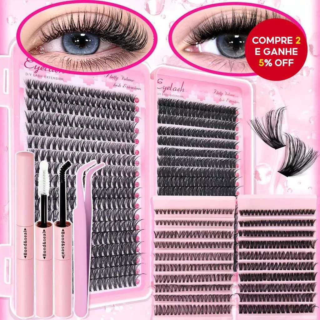 Kit de Extensão de Cílios Novo e Moderno, Curl C D Individual com Cola para Cílios, Selante e Pinças de 8-16MM.