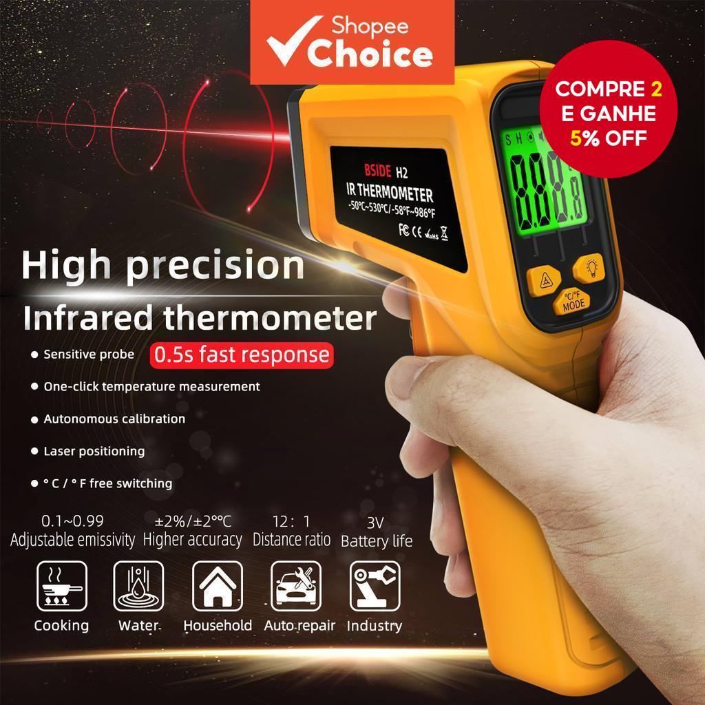 Termômetro Infravermelho BSIDE De Uma Peça ,-50 ~ 530 ° Medidor Digital De Temperatura A Laser Sem Contato C Para Uso In