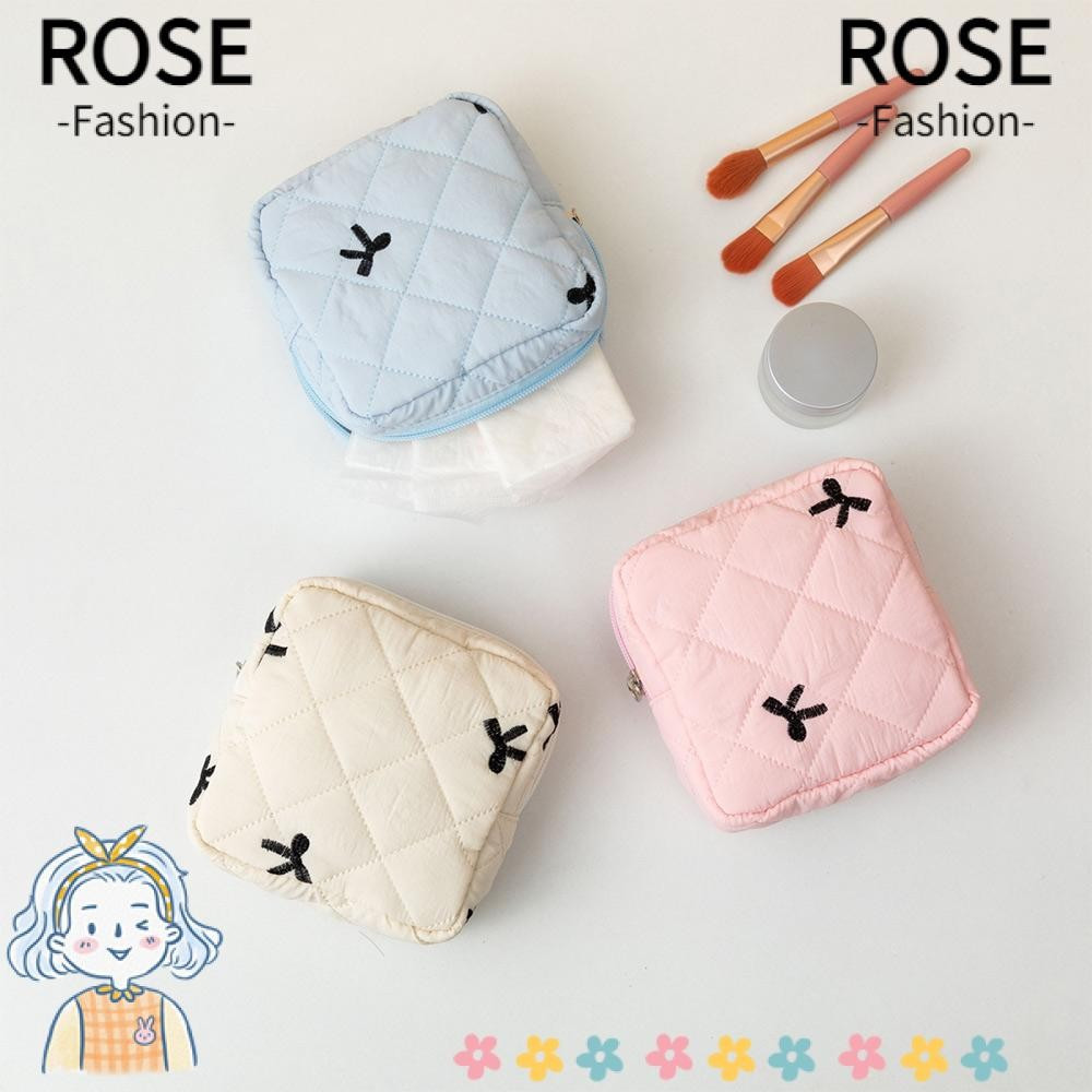 Bolsa Organizadora De Guardanapo Sanitário ROSEGOODS , Pequena De Maquiagem Com Laço Coquette , Mini Clutch Feminina Aco