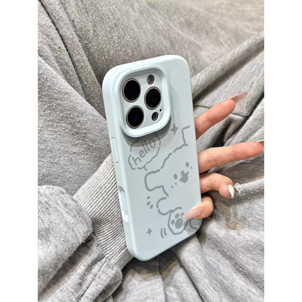 Capinha importada para iPhone Capinha desenho animado fofa Capinha silicone líquido Linha divertida filhote de cachorro