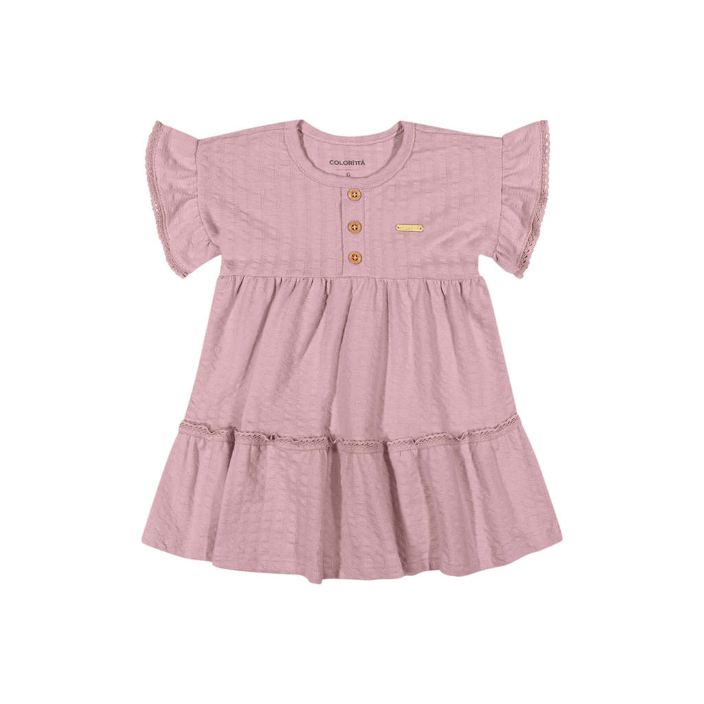 Vestido Bebê Menina Texturizado Colorittá Rosa