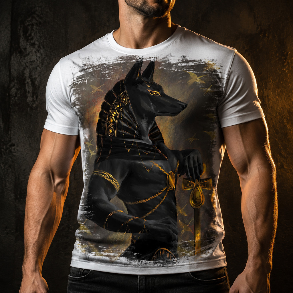 Camisa Camiseta Masculina Anubis deus egipcio canino REF 02