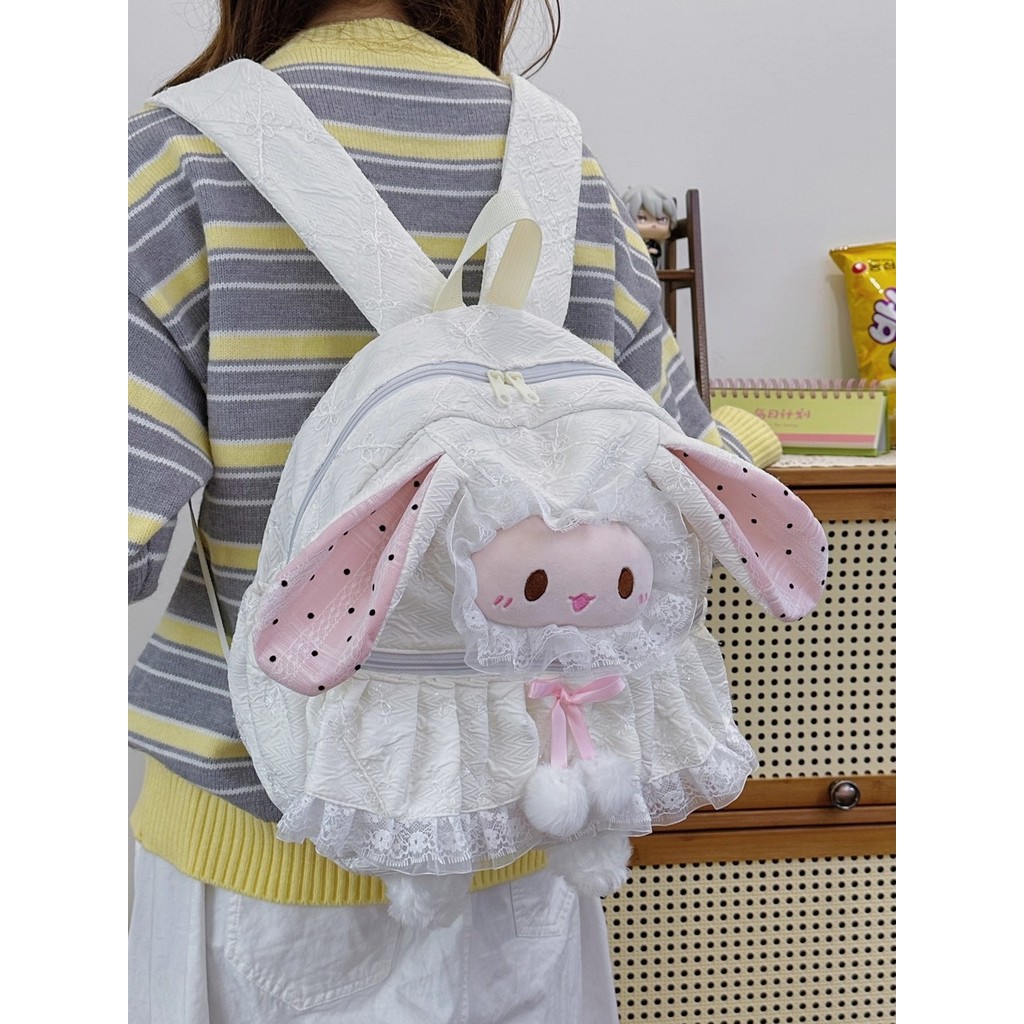 Bonito cordeiro mochila feminina viagem luz rendas mochila estudante universitário menina coração lazer passeio pequeno