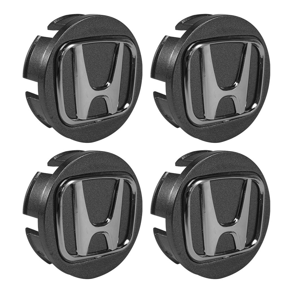 Jogo Calota Centro Miolo Meio Roda Fit City Wrv Civic 58mm Grafite Com Logo Cromado