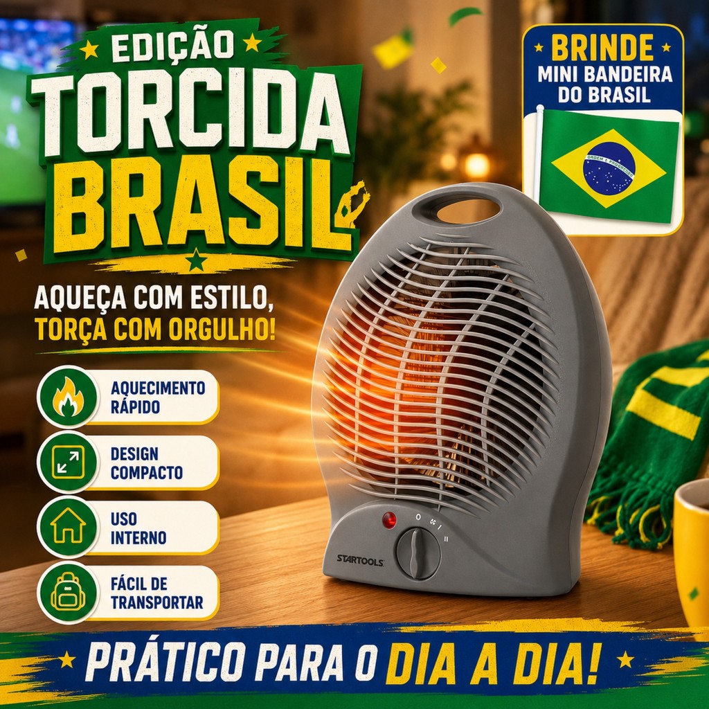 Aquecedor De Ambiente 1000W Elétrico Portátil 110V 220V Cinza