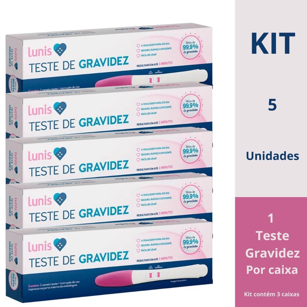 Kit 5 Testes de Gravidez Caneta Lunis c/1un