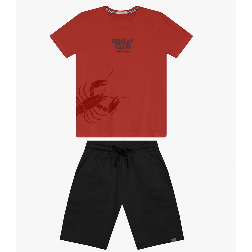 Conjunto Camiseta com Bermuda Menino Trick Nick Laranja