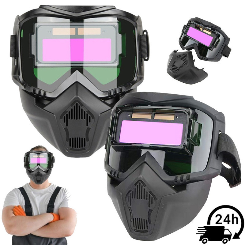 Capacete de Soldagem Automático Escurecimento Anti Reflexo Máscara Facial de Proteção para Solda e Corte