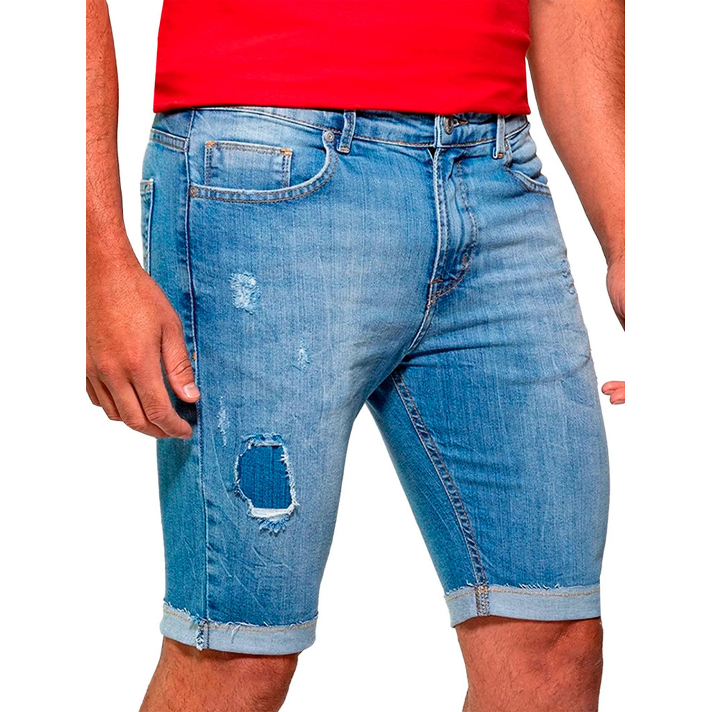 Bermuda Guess Jeans Masculina Cerzido Stone Clara