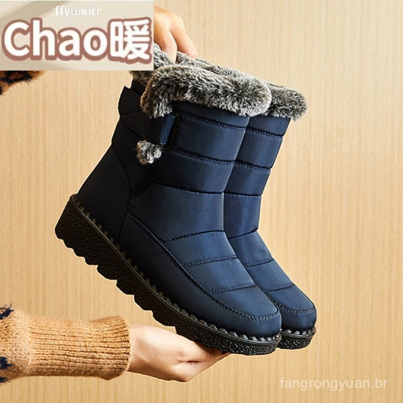 Botas De Inverno Impermeáveis Femininas 2023 Nova Plataforma Longa De Pele De Neve Sapatos De Casal De Algodão Quente Fe