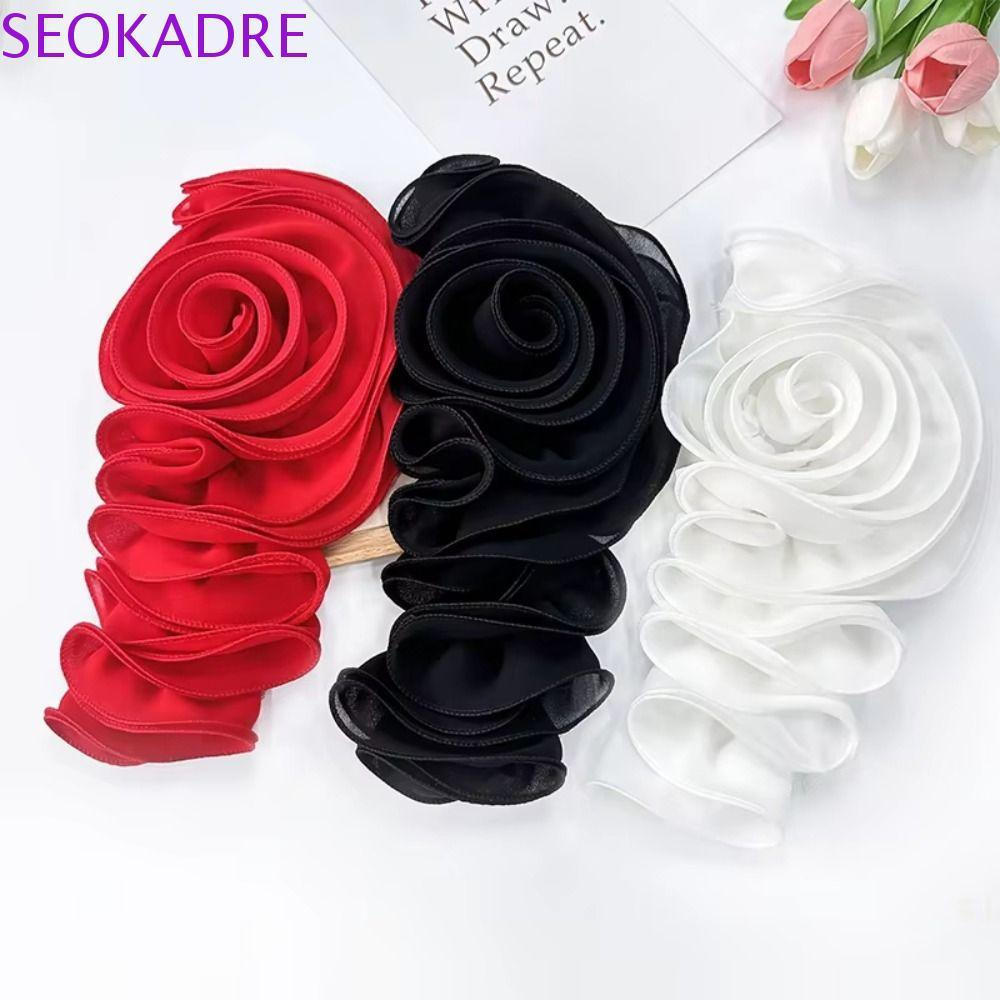SEOKADRE Patch Floral 3D , Design Dobrado , Aplique Feito À Mão Com Flores Grandes , Confortável