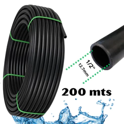 MANGUEIRA PRETA 1/2" X 200 MTS PAREDE 1.2MM VEX LINHA VERDE